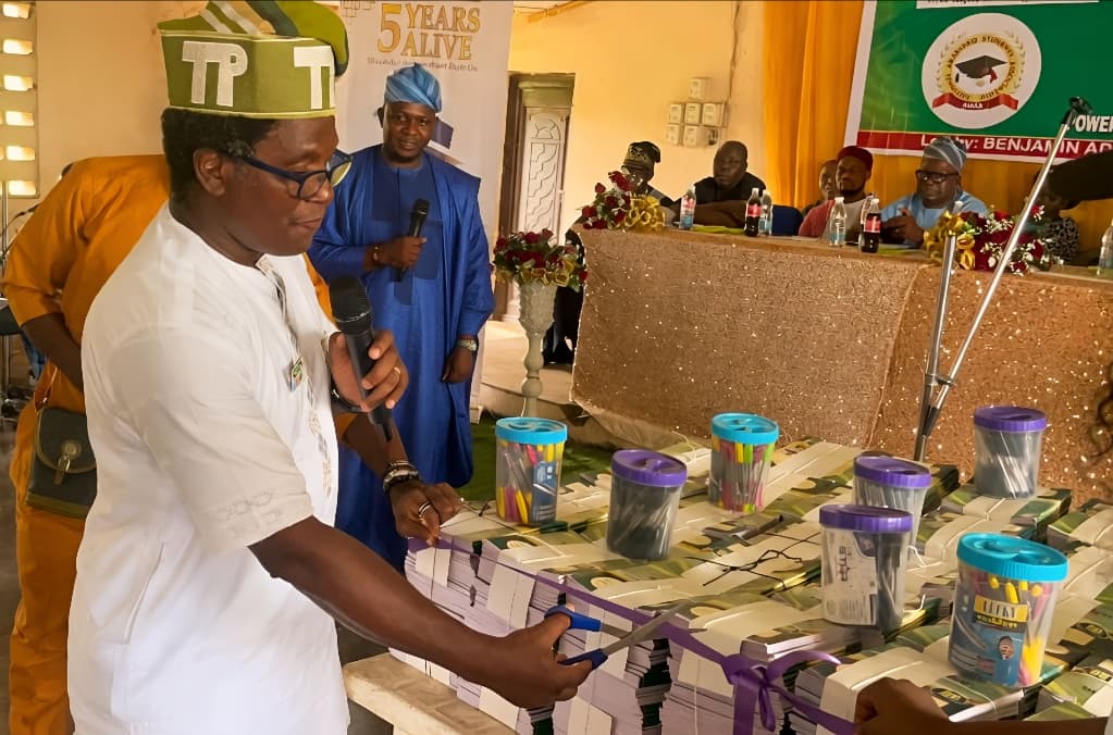 A keynote speaker addressing guests at the 5th Memorial Event and inauguration of the Isaac Fola Alade Foundation, Aramoko Ekiti.