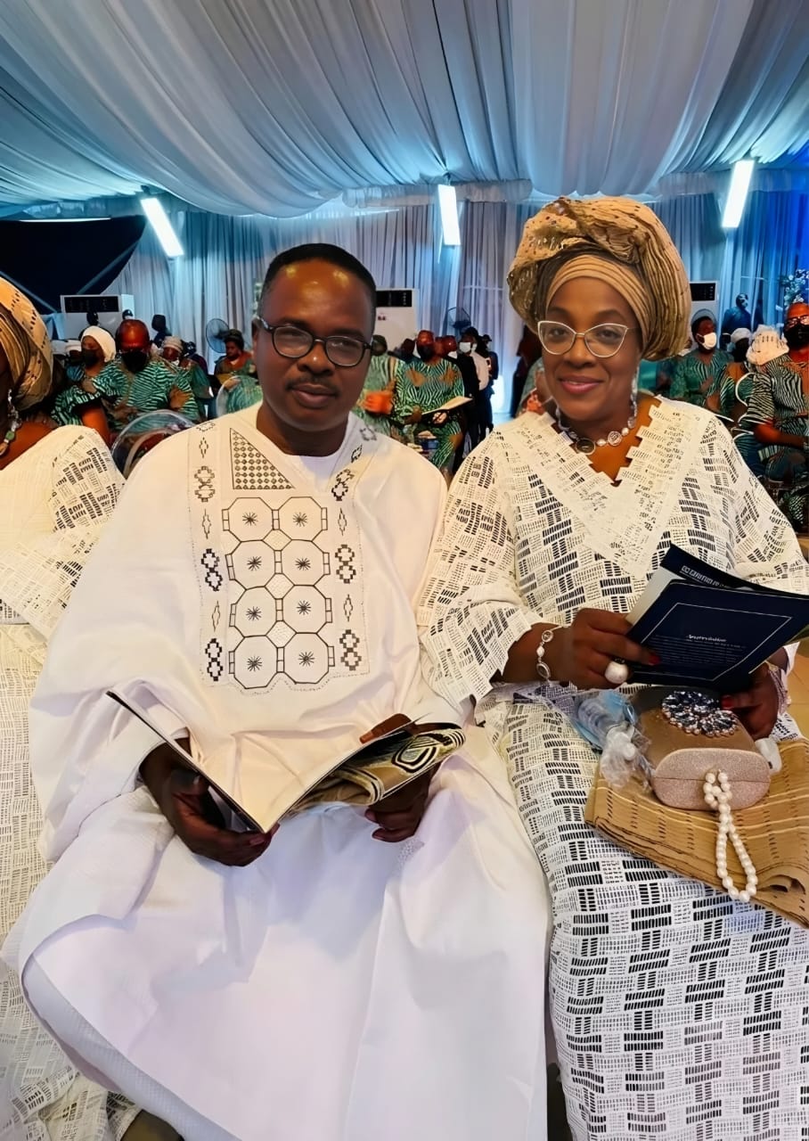 Barrister Oladipo Fola Alade and Mrs Osarhieme Fola Alade at the Celebration of Life Service of Songs in honour of Chief (Arc.) Isaac Fola Alade OFR.